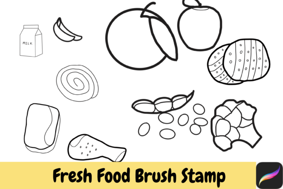 Enhancing Digital Art Workflows with Fresh Food Procreate Brush Stamps IPAD