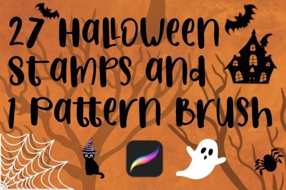 Mastering Digital Halloween Design with the 27 Halloween Stamps and 1 Pattern Brush Collection